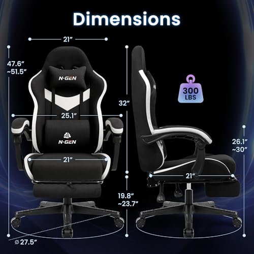 Gaming Chair with Footrest Lumbar Support High Back Recliner Ergonomic Leather L124