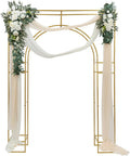7.87ft Tall Double Arch Wedding Backdrop Stand, Gold Metal Open Arch Backdrop, Frame Square Shaped Wedding Arches for Ceremony Baby Shower Garden Birthday Party