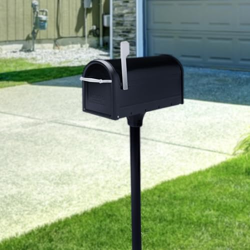 Galvanized Steel Post Mount Mailbox, Black, Medium Capacity N74550