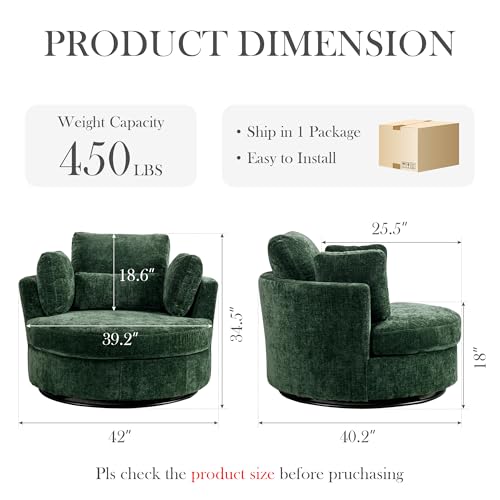 Oversized Swivel Barrel Chair with Ottoman, Chenille, Beige M813