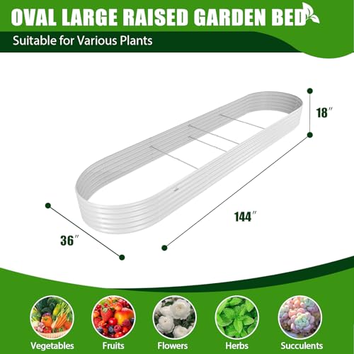 Galvanized Raised Garden Bed Oval Metal Planter Box for Vegetables Flowers U63502