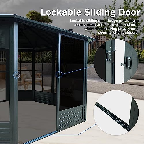 10 x 10 ft Hardtop Gazebo with Netting and Curtains, Galvanized Steel Roof for Patio K80436