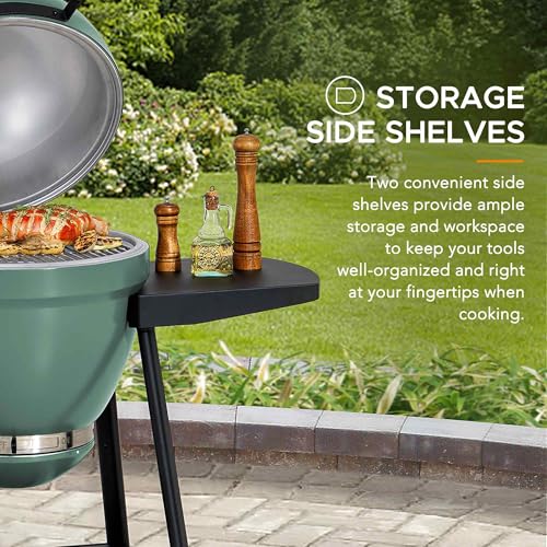 Charcoal Kamado Grill with Pizza Stone and Wheels Y970299