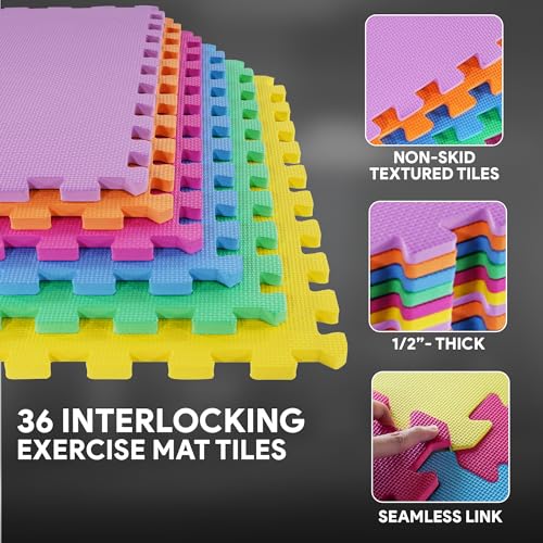 Puzzle Exercise Mat with EVA Foam Interlocking Tiles for MMA, Gymnastics and Home Gym H787