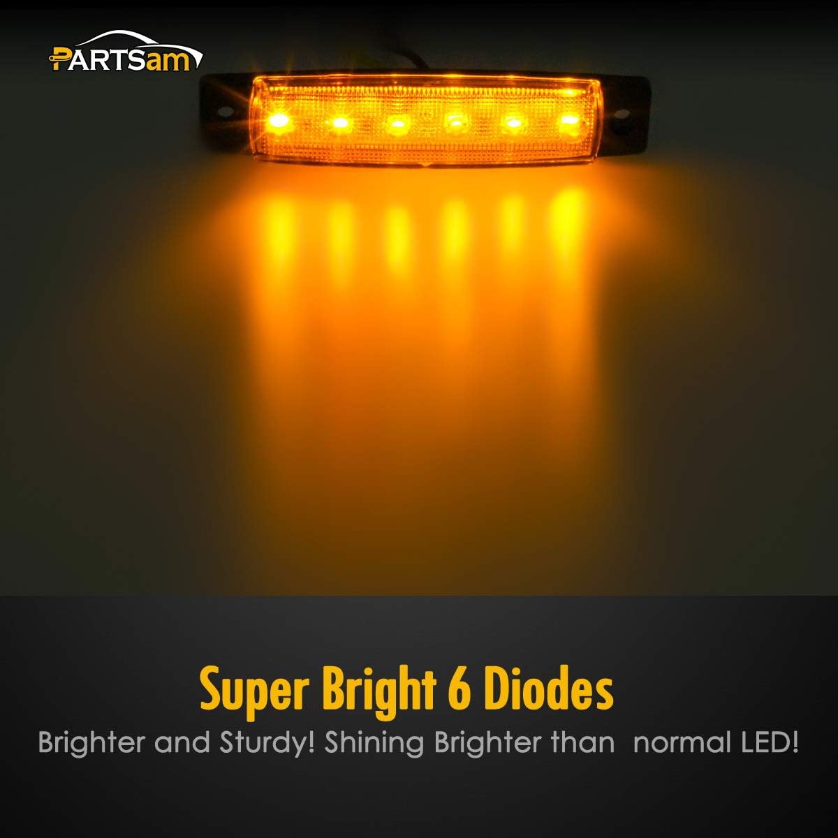 20Pcs Thin 3.8" 6 LED Amber Clearance Lights for Trucks Trailers C53399