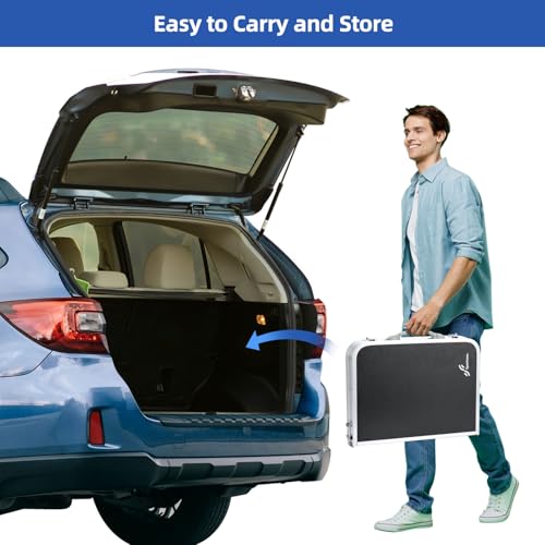 Adjustable Height Small Folding Camping Table with Mesh Layer B206
