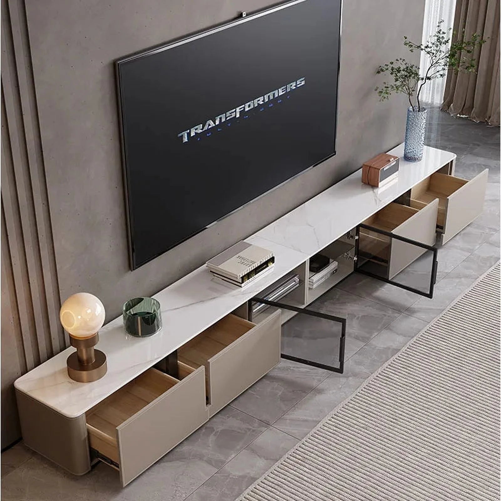 Mid Century TV Stand with Storage Drawers for Living Room J6786