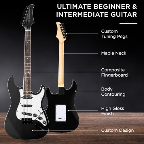 39in Full Size Beginner Electric Guitar Starter Kit with Case and Amp E13920