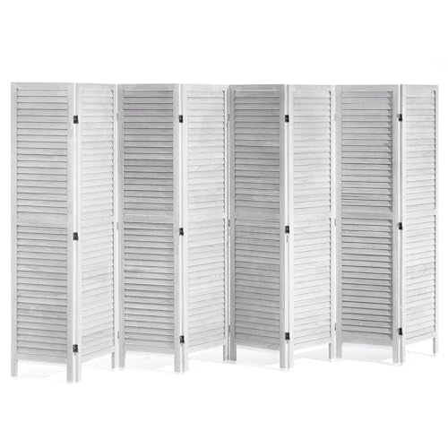 4 Panel Folding Wood Room Divider, 66.9 Inch Tall Privacy Screen I263