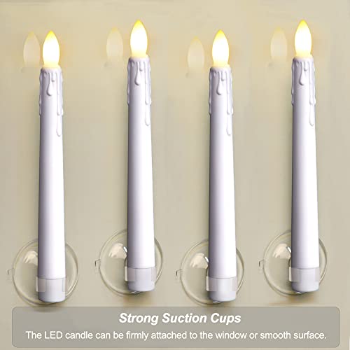 Flameless Flickering Taper Candles with Remote and Timer, 8 Inch, Ivory N86615