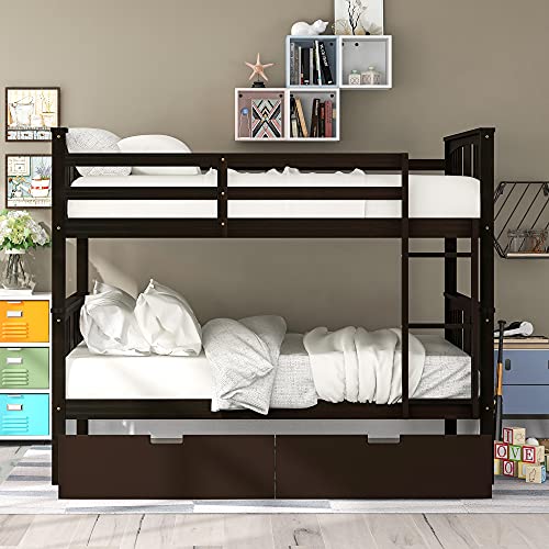 Twin Over Full Bunk Bed with Slide and Stairs for Kids I642