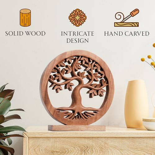 Handcrafted Solid Wood Tree of Life Sculpture for Home Decor G53072