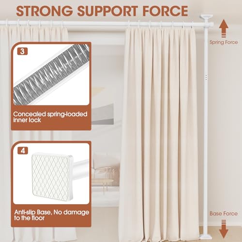 Room Divider Curtain Rod, No Drilling, Adjustable 4-10ft Height, Black N802525