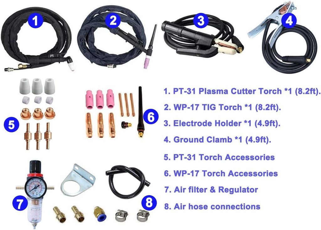Plasma Cutter TIG Stick Welder 3 in 1 Combo, 180A Pulse, 110/220V Dual Voltage G6176