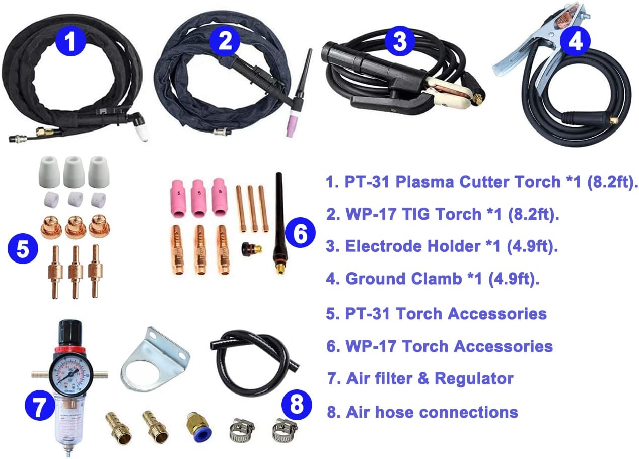 Plasma Cutter TIG Stick Welder 3 in 1 Combo, 180A Pulse, 110/220V Dual Voltage G6176