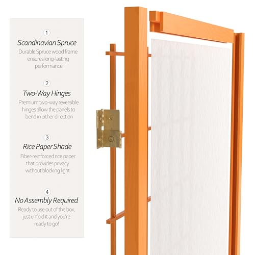 7 ft. Tall Window Pane Shoji Screen Room Divider, 3 Panels, White S15216