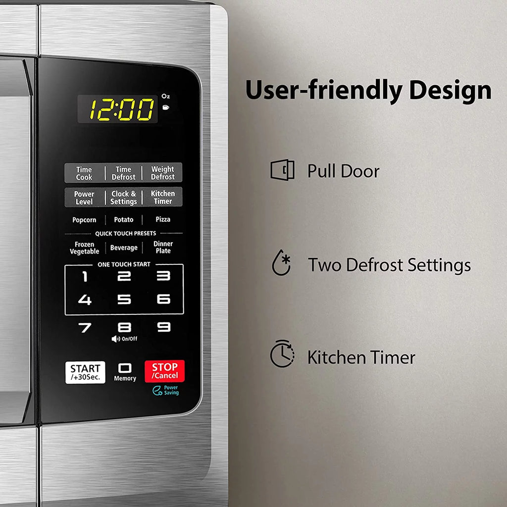 Microwave Oven 0.9 cu. ft with Eco Mode and LED Lighting, Stainless Steel M916
