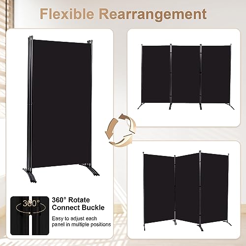 4 Panel Folding Room Divider Privacy Screen with Steel Frame F2996