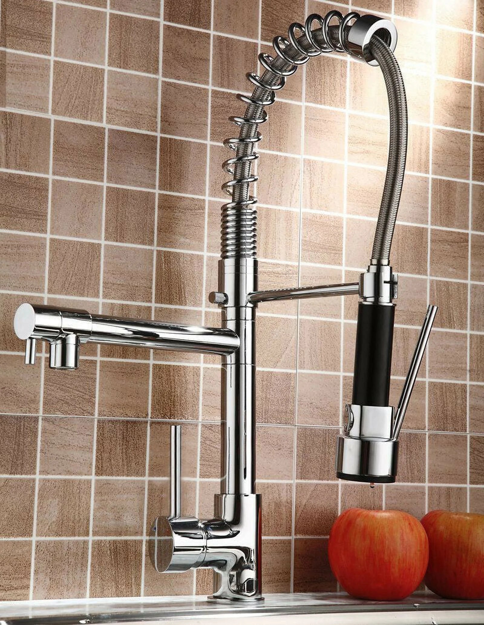 Commercial Kitchen Faucet with Pull Down Sprayer, Brushed Nickel R79827