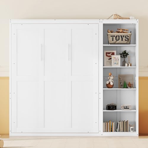 Queen Size Murphy Bed with Cabinet and LED Lights M1232