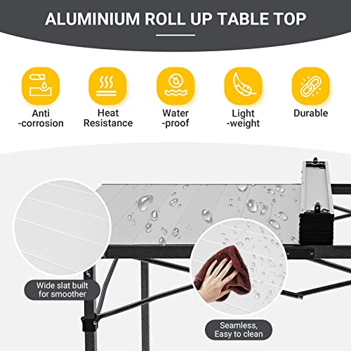 Folding Camping Table Aluminum Roll Up Portable Picnic Table Q486920