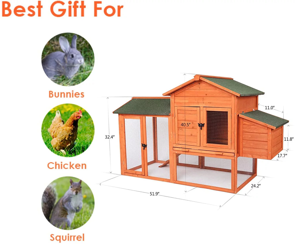 Outdoor Wooden Chicken Coop with Ramp and Nesting Box Q3948