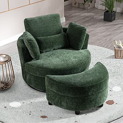 Round Swivel Barrel Chair with Ottoman for Living Room Bedroom G375183