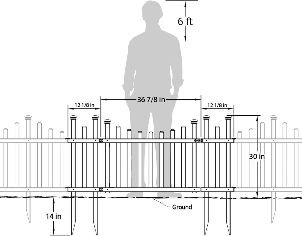 Outdoor No Dig Garden Fence with Vinyl Gate Kit M98783