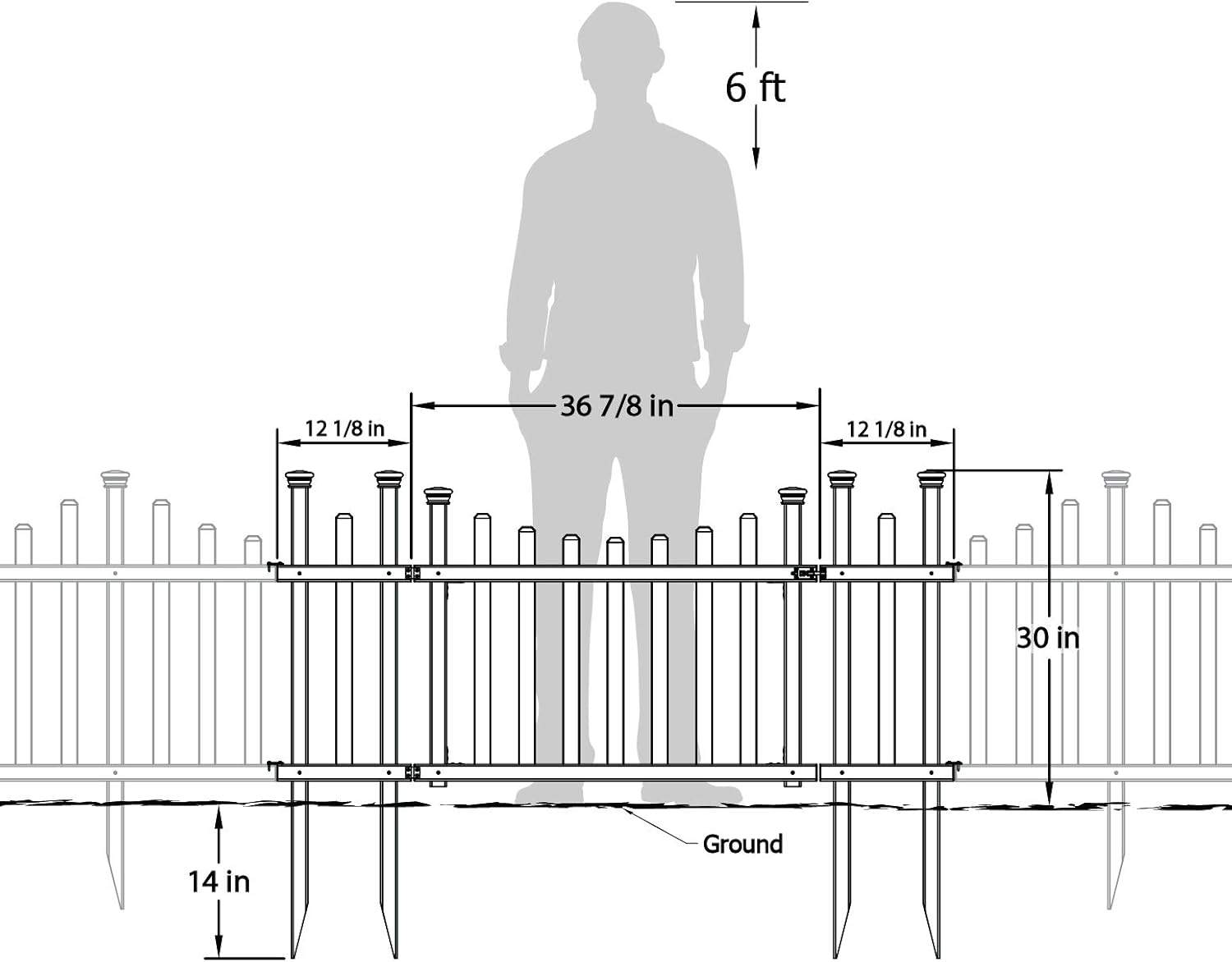 Outdoor No Dig Garden Fence with Vinyl Gate Kit M98783