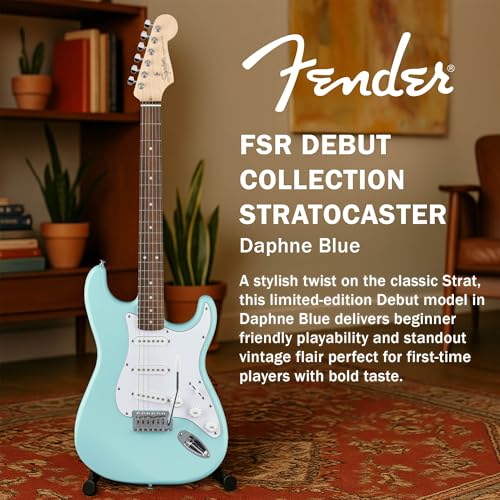 Stratocaster Electric Guitar Bundle with Amplifier, Gig Bag, Strap, Cable, Picks, and DVD F102