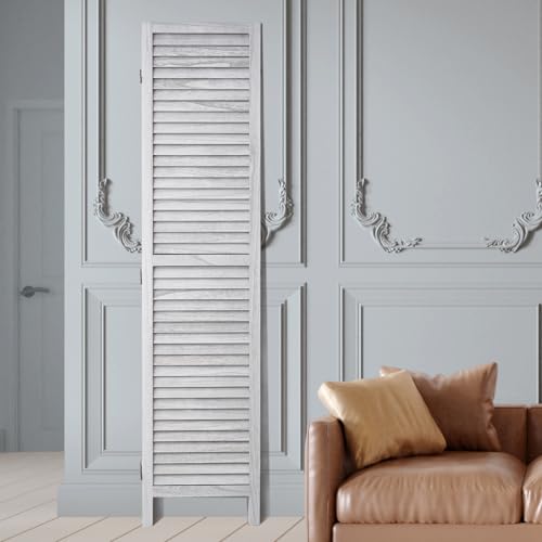 4 Panel Folding Wood Room Divider, 66.9 Inch Tall Privacy Screen I263