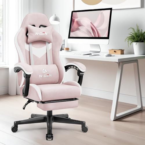 Gaming Chair with Footrest Lumbar Support High Back Recliner Ergonomic Leather L124