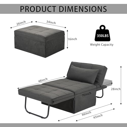 Folding Sofa Bed with Adjustable Backrest, Dark Grey Q8430