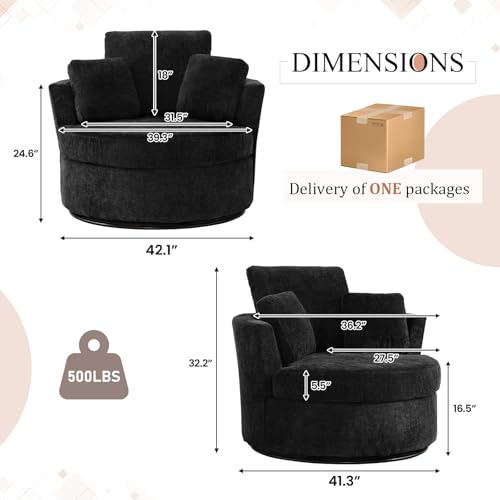 Round Swivel Barrel Chair with Ottoman for Living Room Bedroom G375183