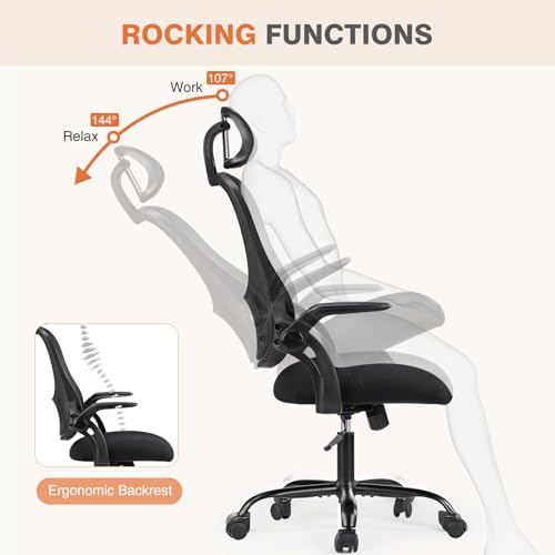 Ergonomic High-Back Mesh Rolling Desk Chair with Adjustable Headrest, Pink S9181