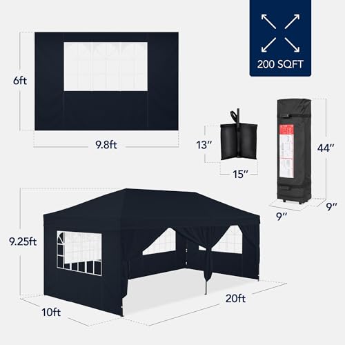 10x20 Party Tent, Waterproof Outdoor Canopy with Sidewalls S901683