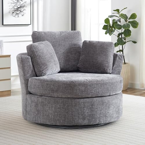 Round Swivel Barrel Chair with Ottoman for Living Room Bedroom G375183