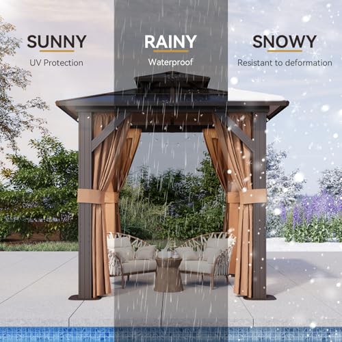 12x16 Hardtop Gazebo with Netting and Curtains for Patio K27275