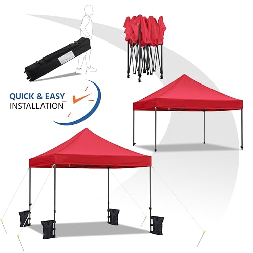 Heavy Duty Pop Up Canopy Tent 10x20 with Wheeled Carry Bag, White Q36763