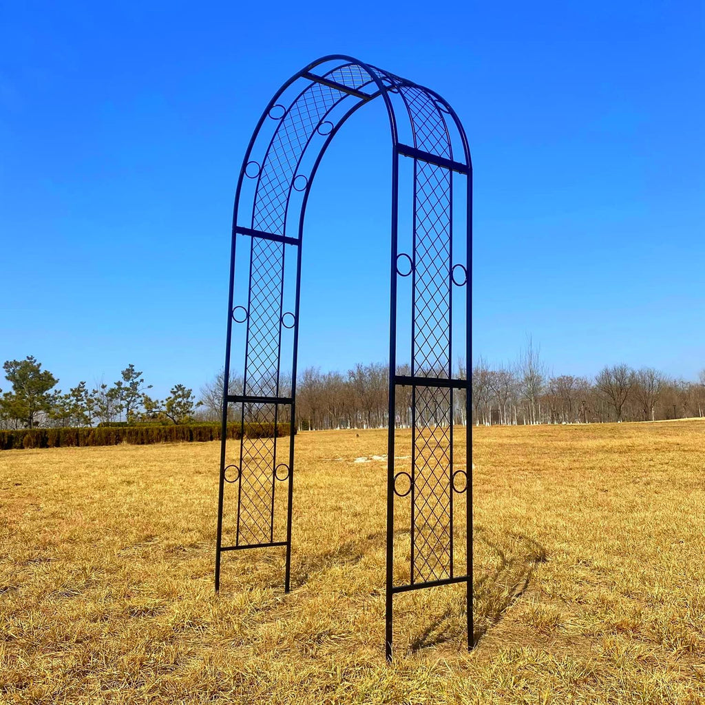 Metal Garden Arch Trellis for Climbing Plants, Black Q441333