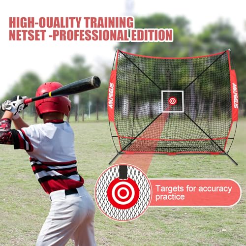 Baseball Softball Practice Net with Batting Tee and Strike Zone Target O4170