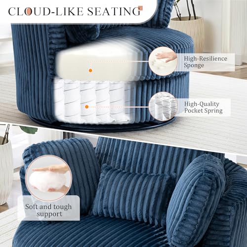 Round Swivel Barrel Chair with Ottoman for Living Room Bedroom G375183