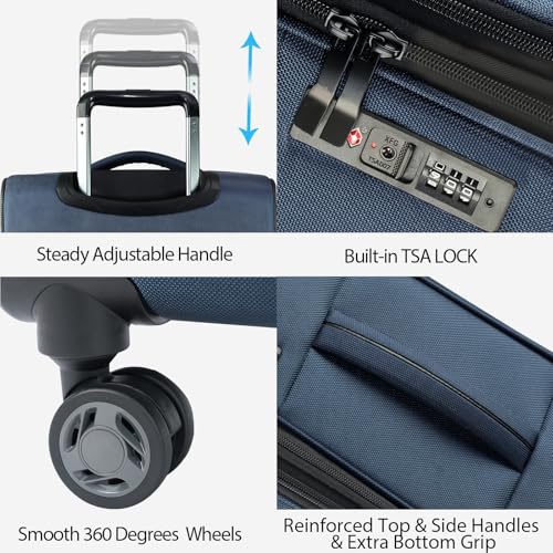 Softside Expandable Carry On Luggage with Spinner Wheels and TSA Lock B846