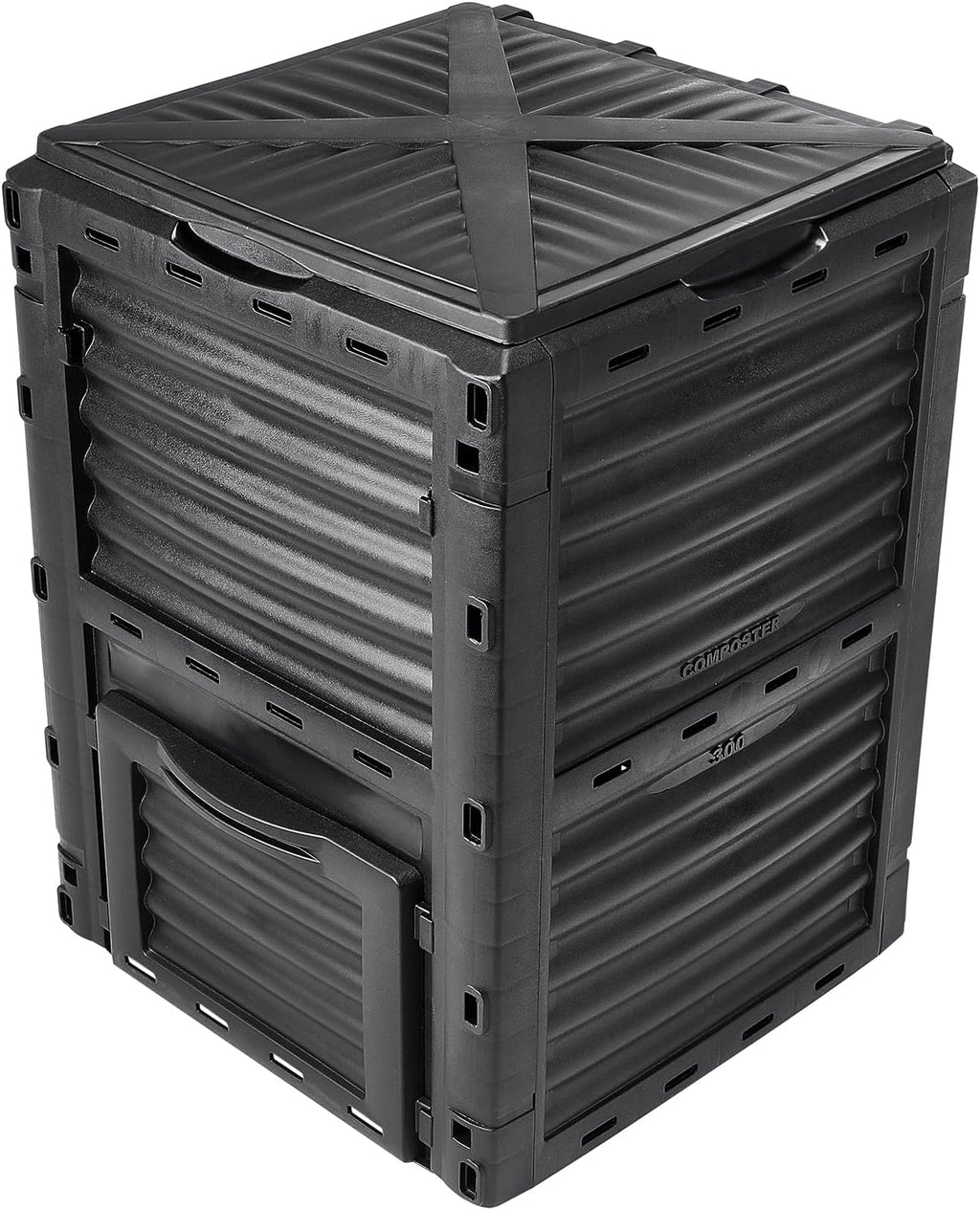 Garden Compost Bin 80 Gallon, BPA Free Composter, Outdoor Composting Bin with Top Lid and Bottom Door A75916