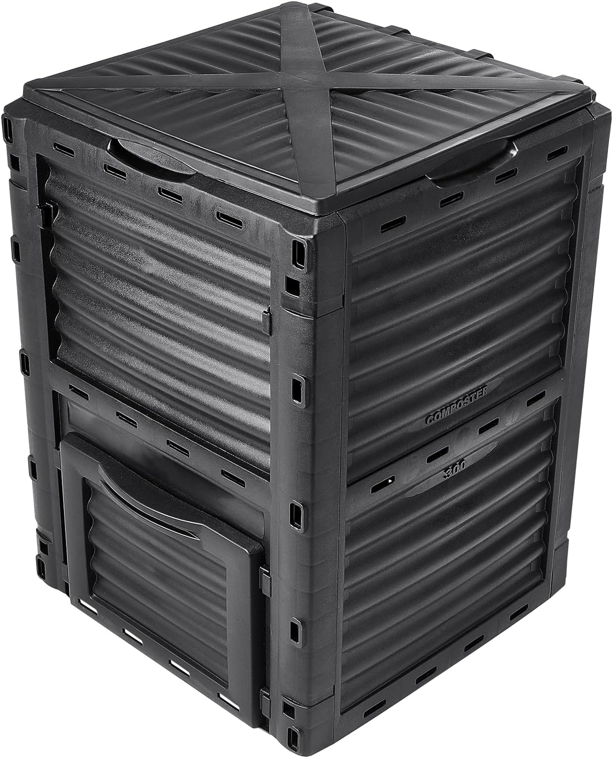 Garden Compost Bin 80 Gallon, BPA Free Composter, Outdoor Composting Bin with Top Lid and Bottom Door A75916