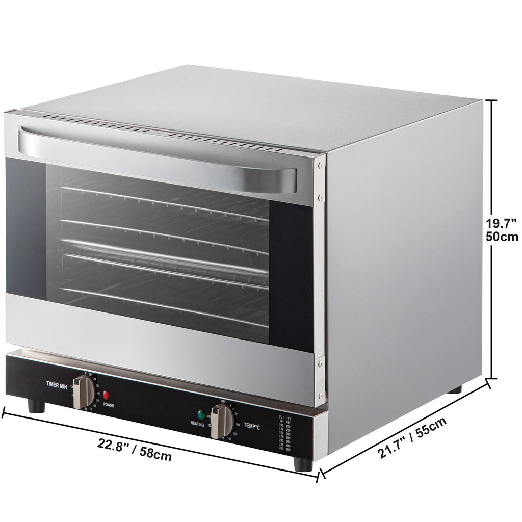Commercial Convection Oven, 66L, Half-Size Countertop, 1800W, 4-Tier, 120V B655893