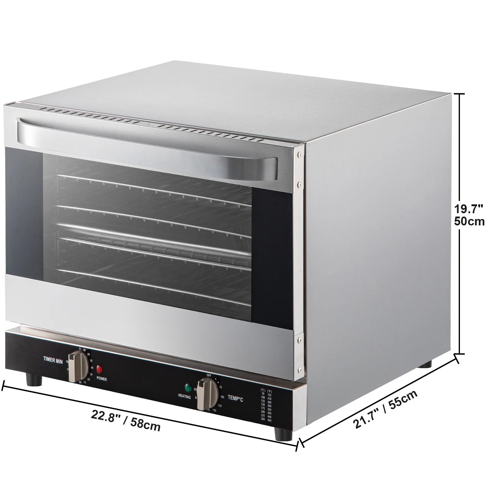 Commercial Convection Oven, 66L, Half-Size Countertop, 1800W, 4-Tier, 120V B655893