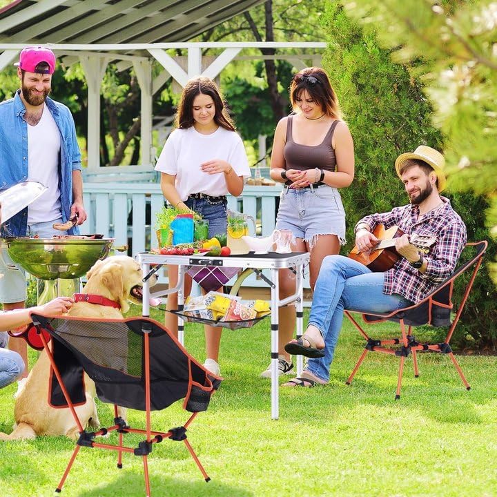 Adjustable Height Small Folding Camping Table with Mesh Layer B206