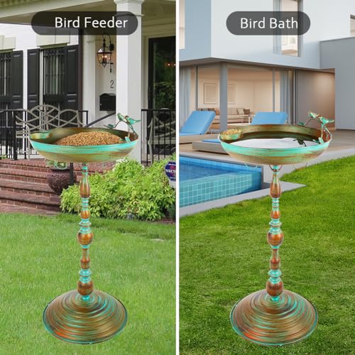 Vintage Metal Bird Bath Bowl with Butterfly Pattern for Garden B871