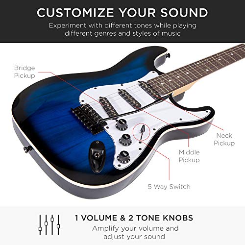 39in Full Size Beginner Electric Guitar Starter Kit with Case and Amp E13920
